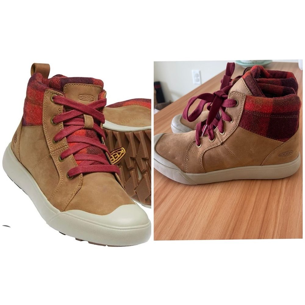 KEEN Women's Elena Mid Top Felt Collar Lace Up Boots
